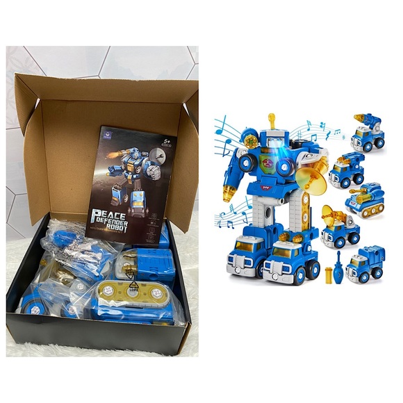 5 in 1 Take Apart Construction Boys Toys Age 6-8, Light & Sound Transform Robot - Picture 1 of 9